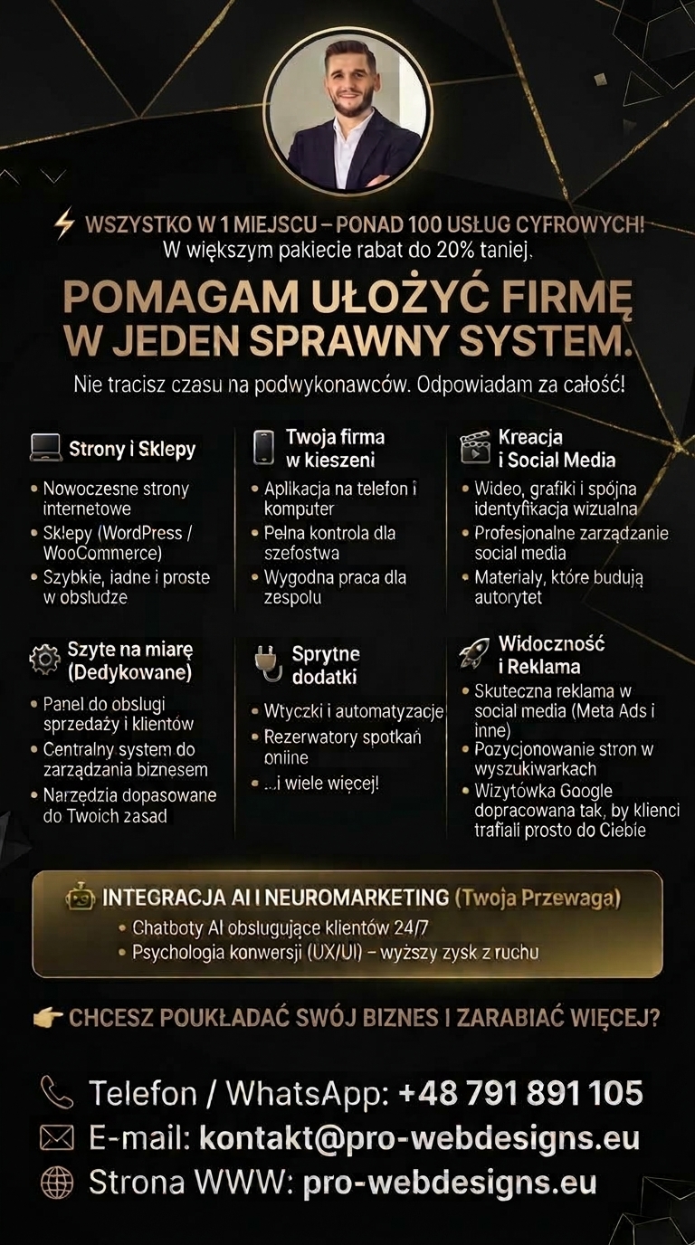 Architekt Systemów Cyfrowych i Automatyzacji AI - PRO WEB DESIGNS
